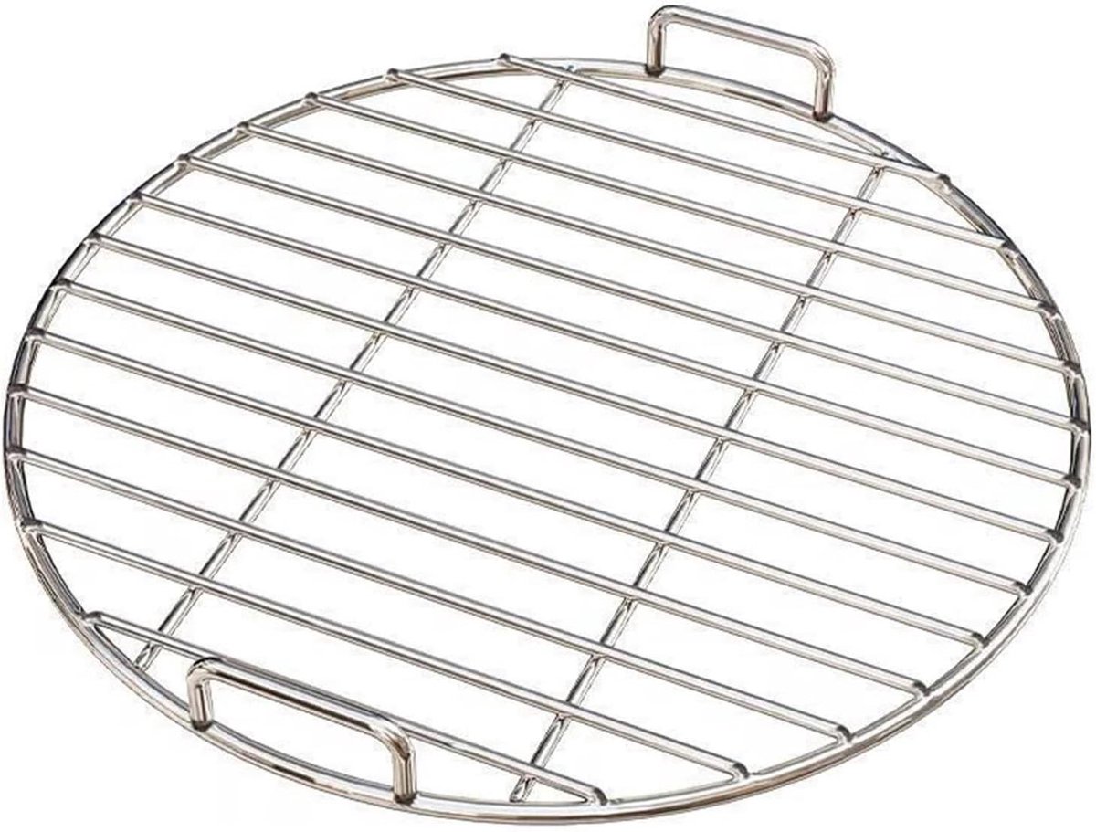 Rond grillrooster - BBQ rooster - Buiten koken - Extra dik frame - Diameter 33cm - Zilver