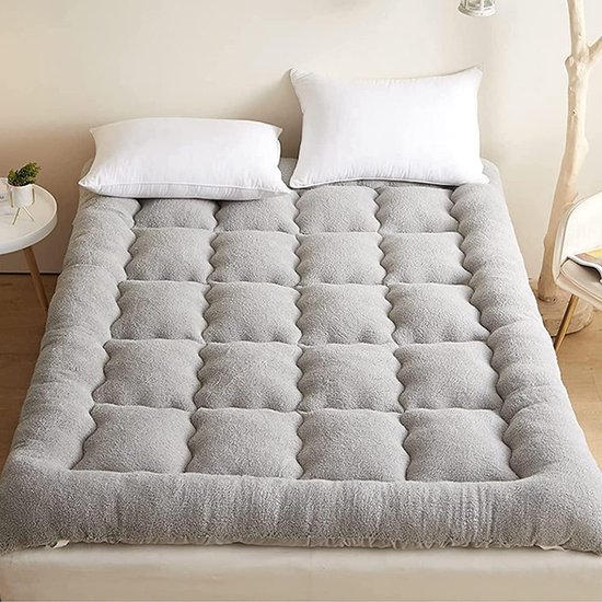 Opvouwbare Futon Matras - Vloermatras Gastenbed - Comfortabel Slapen - Extra Dik Gewatteerd - 200x220cm - Grijs — afbeelding 2