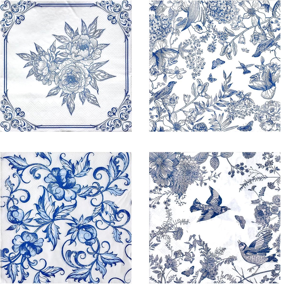 Servetten Papieren - Servetten - Tafel Servetten - Papier - Papieren Wegwerp Servetjes - Feestservetten - Voorjaar Servetten - Lunch/Diner Tafel Decoratie - 4 Stijlen - 30 x 30 cm - 20 Stuks - van Imperatoris