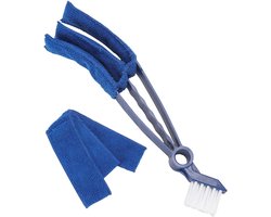 Dubbele reinigingsborstel - Stofwisser gordijnen - Stoffen verwijderen - Dubbelzijdig ontwerp - 27 cm - Blauw