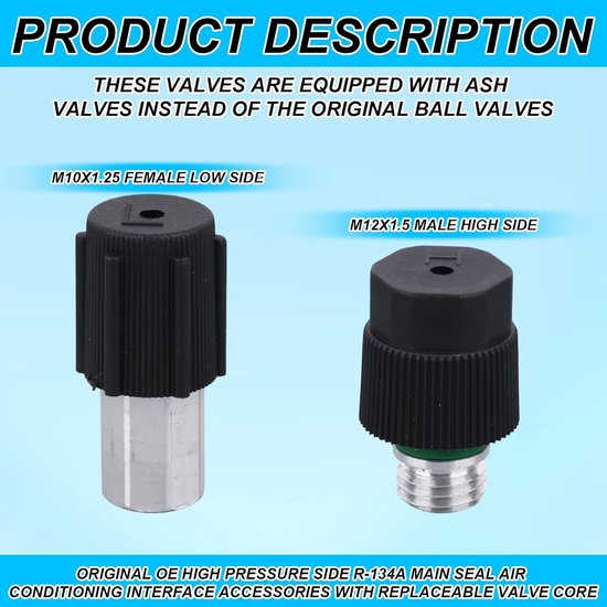 Ventielkern Set - Reparatieset Auto - Airco Onderhoud - Lekpreventie - 17 Delig - Zwart Zilver — afbeelding 3