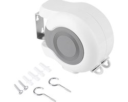 Uitrekbare Buitenkledinglijn – Zware-duty Kledinglijnen Set, PVC Uitrekbare Drooglijn, Wandbevestigde Kledinglijn voor Buiten & Binnen, Douchekledinglijn 2×12,8 meter, Wit