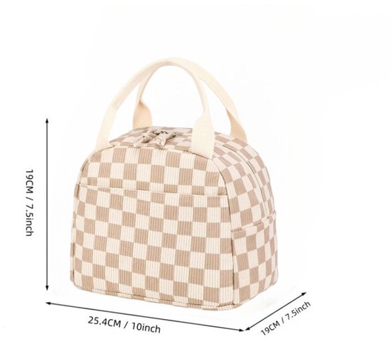 1 stuk - Lunchtas - Geïsoleerde lunchbox - Koeltasje klein - 26*19*19 cm - beige bruin - Koeltassen - Handvat Riem - Koeltas - Lunch Bag - Geïsoleerde Koeltas - Picknicktas van Merkloos — afbeelding 5