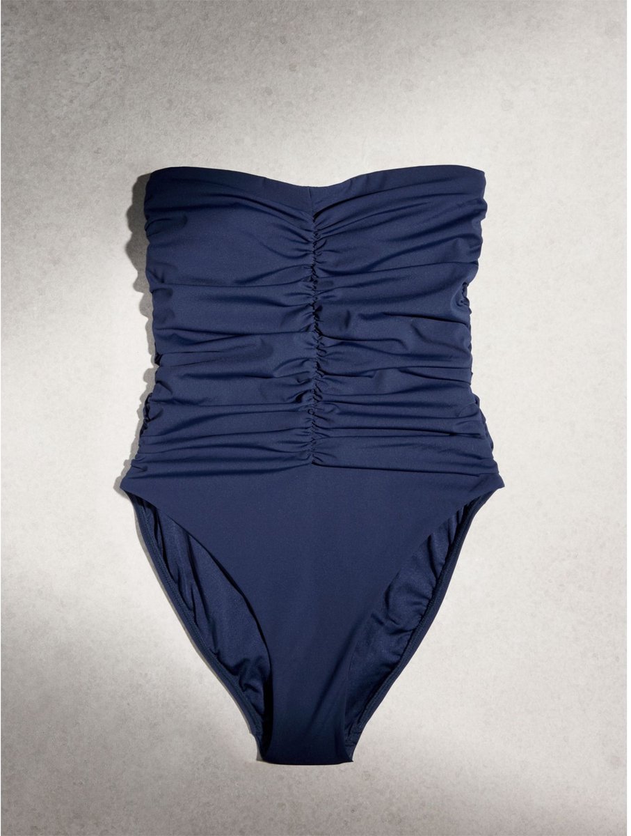 Next Dames - N. Premium buikcorrigerend bandeau-badpak van Italiaanse stof - Blauw Navy Blue
