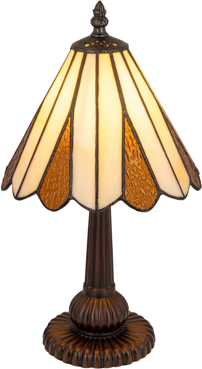 Tiffany tafellamp Klassiek – Crème-amber – Ø 20 cm – Glas in lood – Warm licht – Geometrisch | RORUVERA