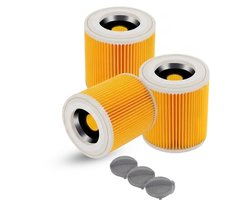 Tops Filterset 3x voor Kärcher WD1, WD2, WD3 & A-Series - Met Sluitschroeven – Nat & Droog Stofzuigerfilter – Tegen Fijnstof en Geuren