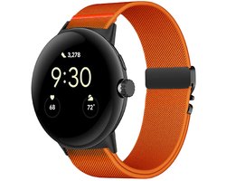 Stravo Elastisch Nylon Horlogebandje – Ademend & Comfortabel – Bandje met Dubbele Knoopsluiting – Geschikt voor Google Pixel Watch 4 / Pixel Watch 3 / Pixel Watch 2 / Pixel Watch 1 – 41mm – Oranje
