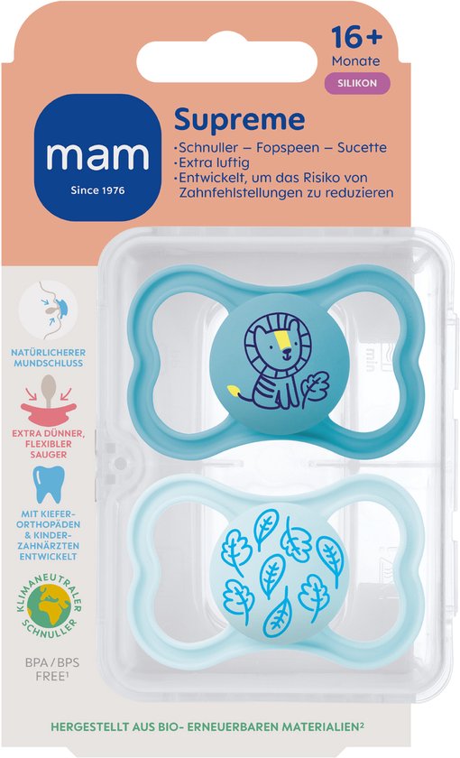 MAM Fopspeen Supreme Silikon 16+ mnd Blauw - 2 stuks van MAM — afbeelding 2