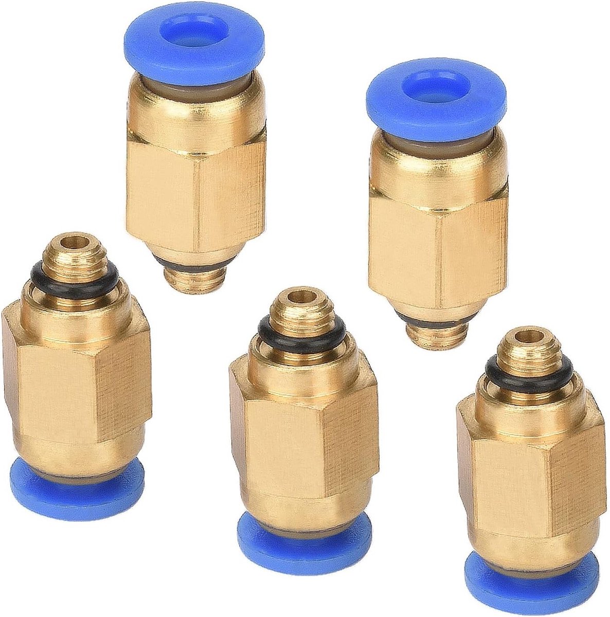 Snelkoppelingen voor pneumatische toepassingen, 5 stuks, M5 x 4 mm, duurzame connectoren en eenvoudig te installeren