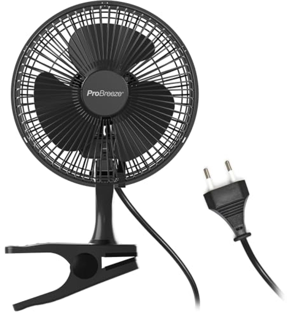 Compacte clipventilator met 2 snelheden - 360° draaibaar en kantelbaar - Zwart