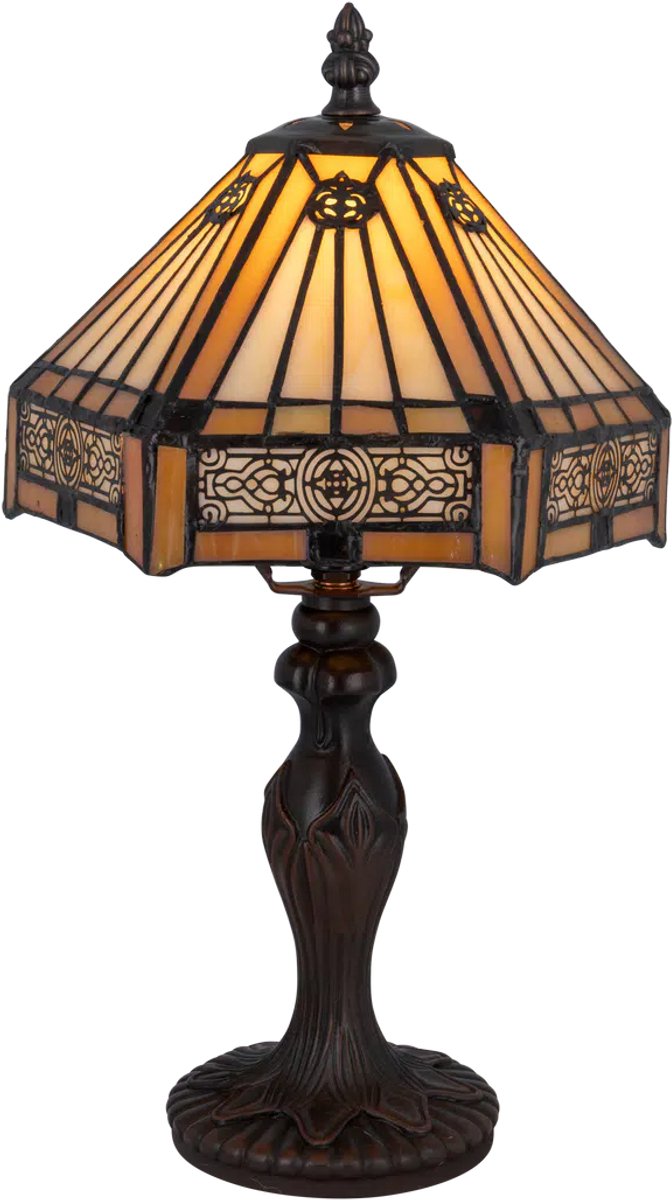 Tiffany tafellamp Art Deco - Ø 20 cm - Glas in lood - Warm licht - Klassiek | RORUVERA