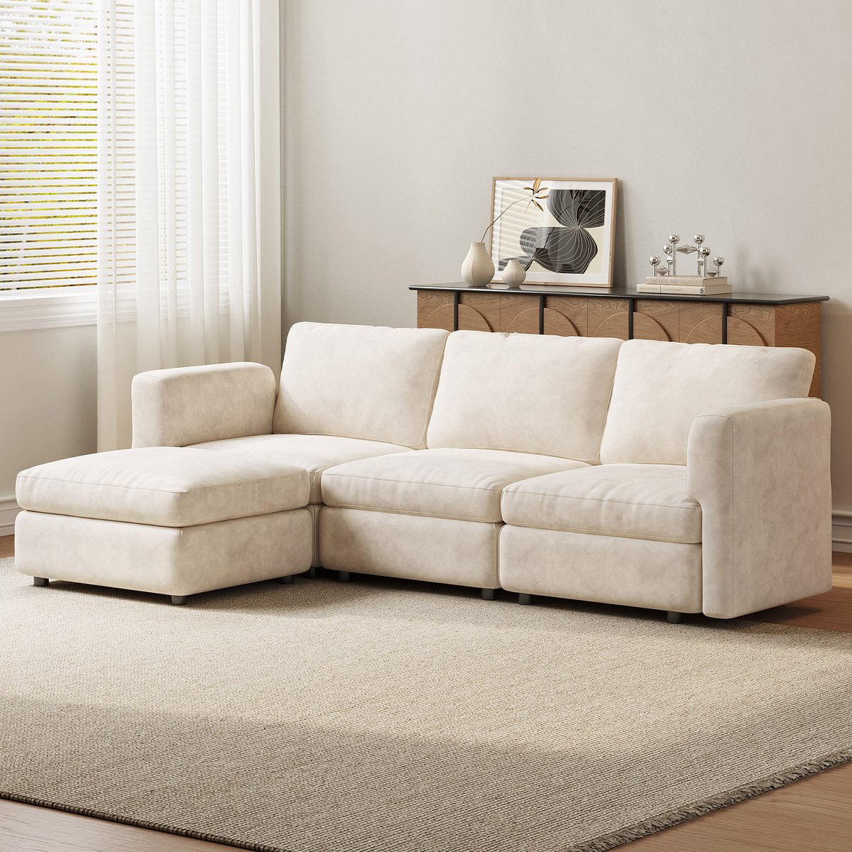 Guyii Modern Hoekbank met Ottomaan - 3-zits - Opbergruimte - Modulaire Bank 250cm