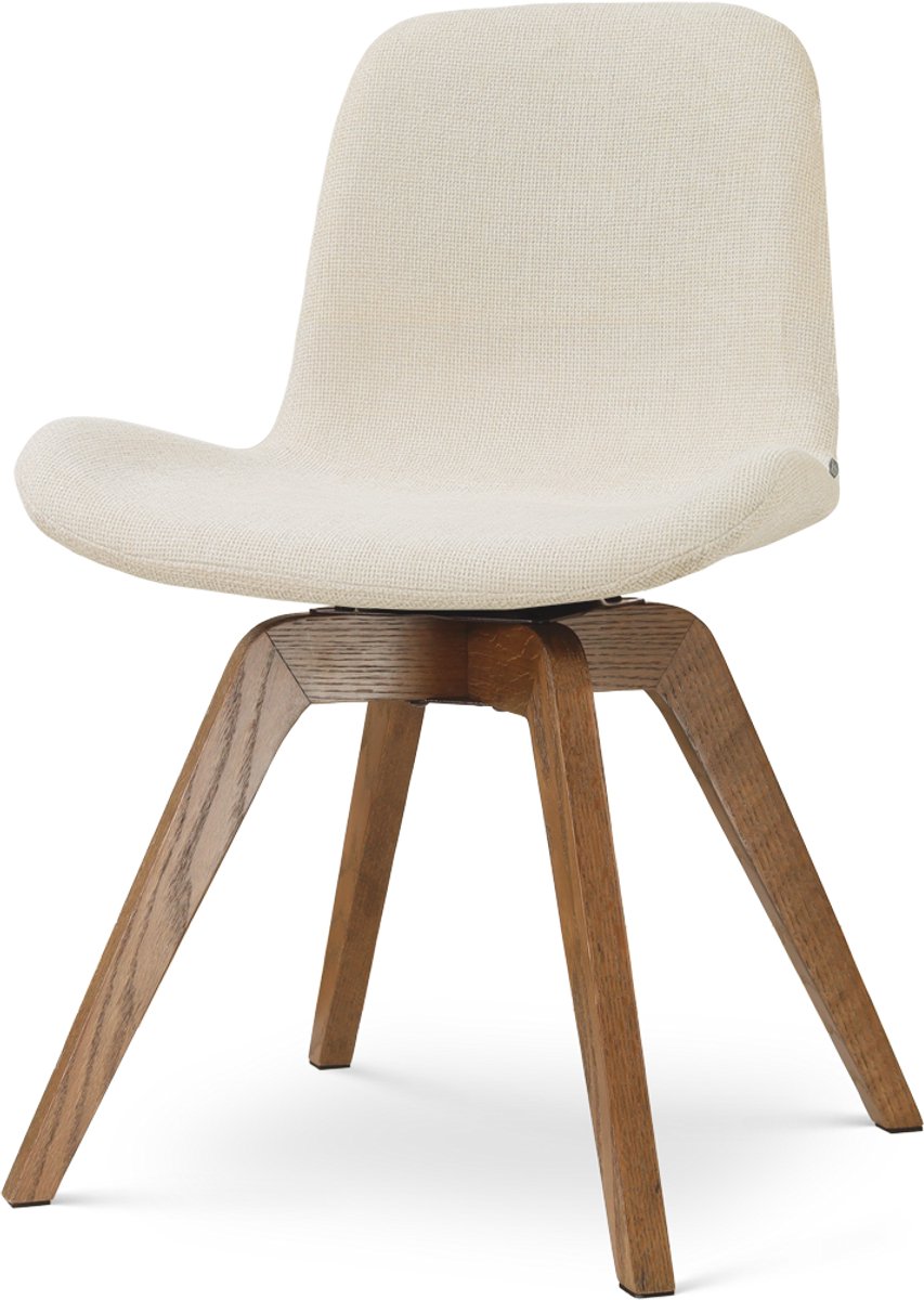 Nolon Noor-Fé draaibare Eetkamerstoel cottonbeige - walnoot houten onderstel - elegante zitting - japandi - stof