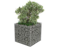 Gabion - Plantenbak - 50x50x50 cm - Verhoogd Bloembed - Steenkorf - Gegalvaniseerd Staal - Zilver - Weerbestendig & Stabiel