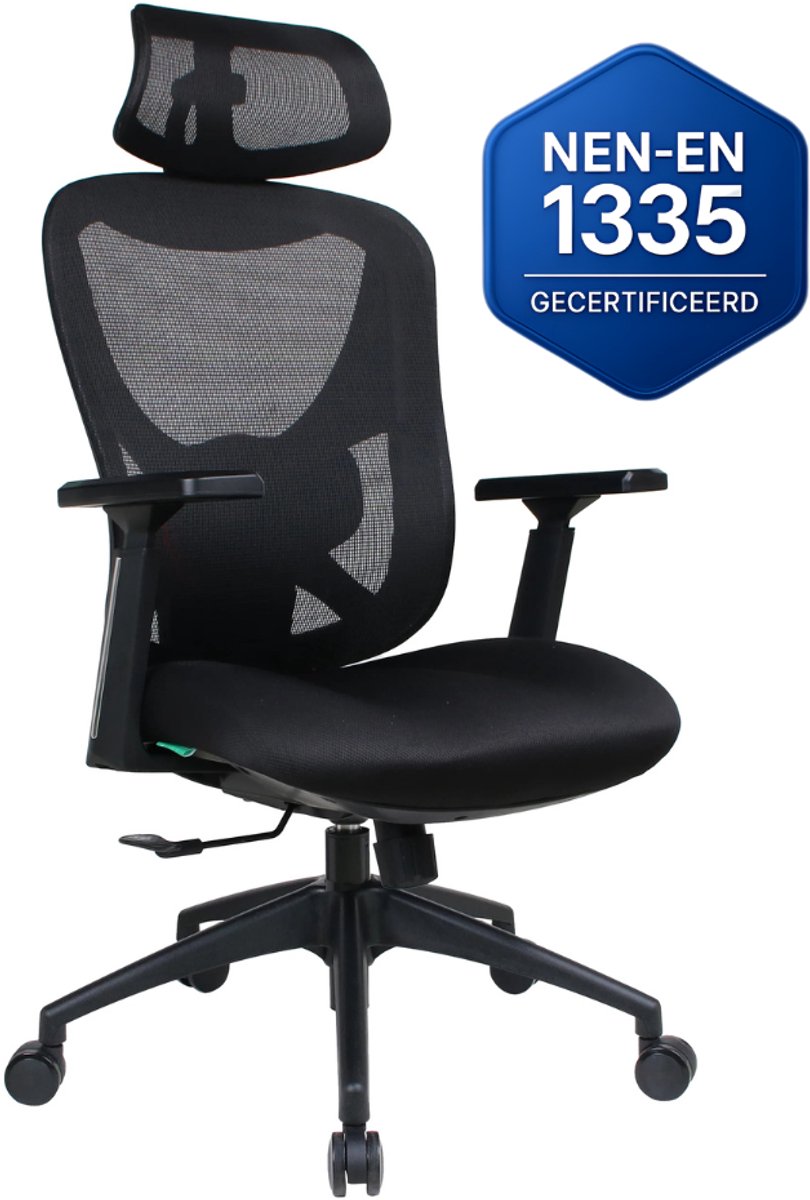 OfficeSense OS90 Ergonomische Bureaustoel – 3D Hoofdsteun & 3D Armleuningen – Bureaustoelen voor Volwassenen