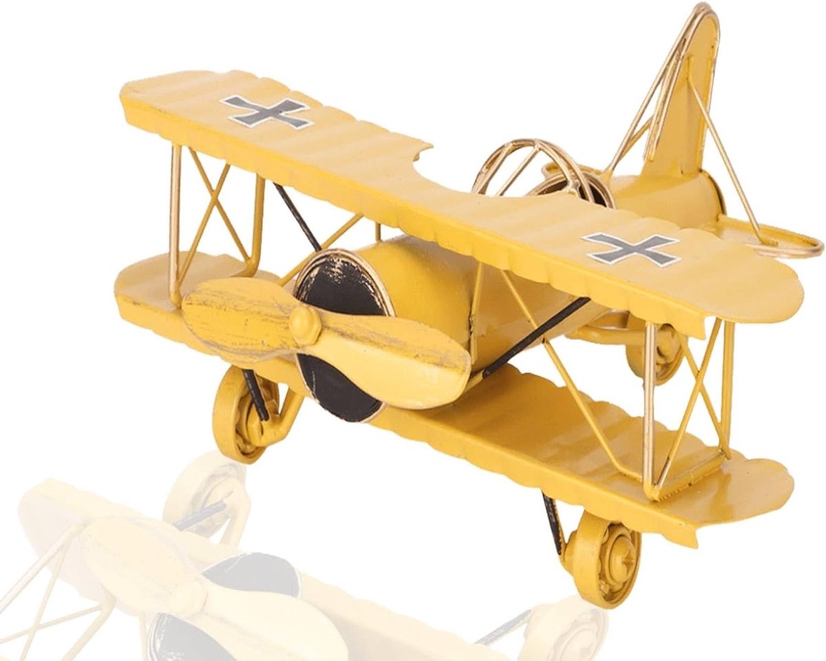 Vintage IJzeren Vliegtuig Ornament voor Decoratie - Biplane Model als Kerstcadeau en Interieuraccessoire