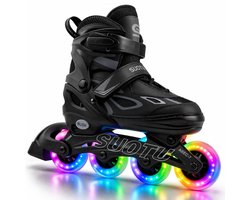 Suotu Skeelers - Inlineskates Verstelbaar - Skeelers meisjes en jongens - Maat: EUR 37-40 - lichtgevende wielen - S79 - Zwart - L