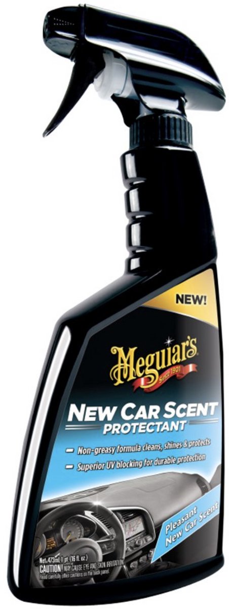 Meguiar’s New Car Scent Protectant Spray 473ml (G4216) – Interieurreiniger & Beschermer – Kunststof, Vinyl & Rubber – UV Bescherming – Nieuwe Auto Geur