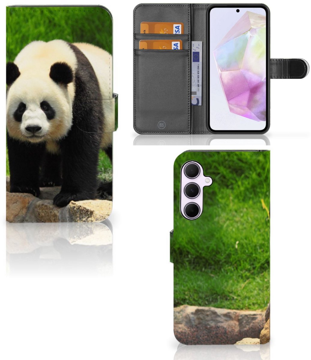 Samsung Galaxy A35 Telefoonhoesje met Pasjes Panda