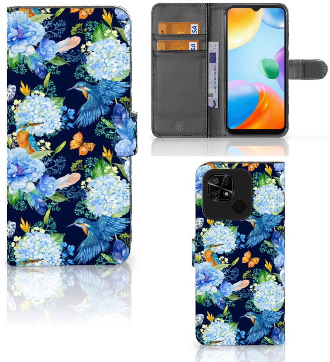 Telefoonhoesje met Pasjes voor Xiaomi Redmi 10C IJsvogel