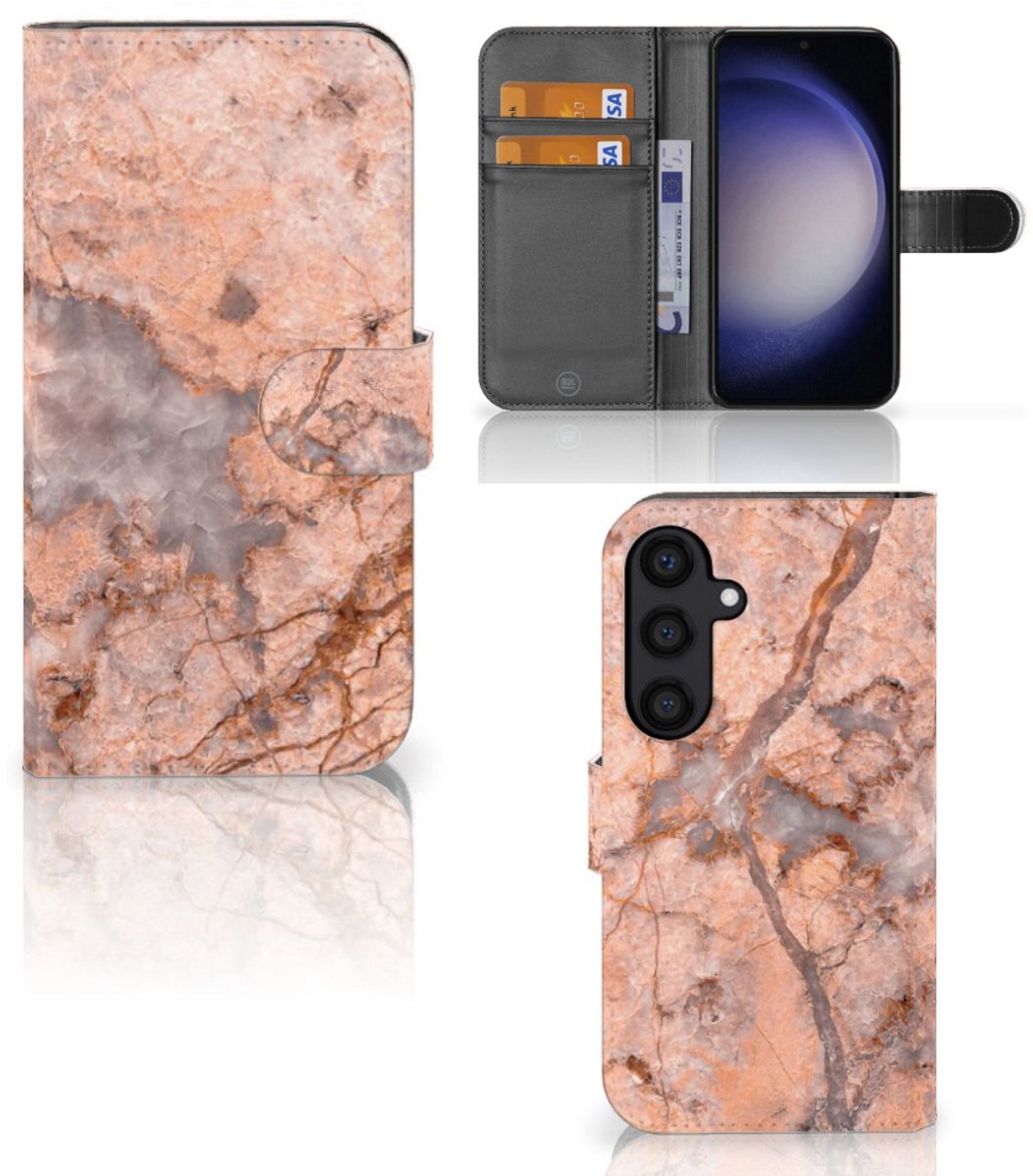 Samsung Galaxy S24 Bookcase Marmer Oranje