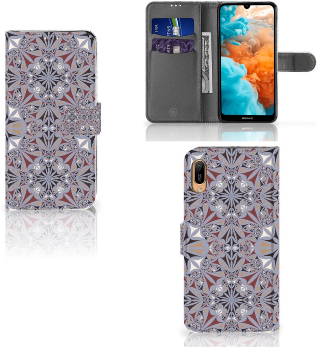 Huawei Y6 (2019) Bookcase Flower Tiles