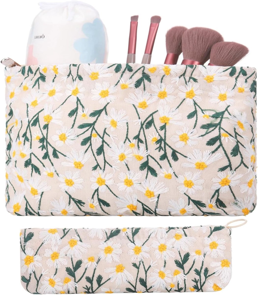 Cosmetica Organizer voor Vrouwen - Multifunctionele Toilettas met Bloemenpatroon voor Thuis en Reizen