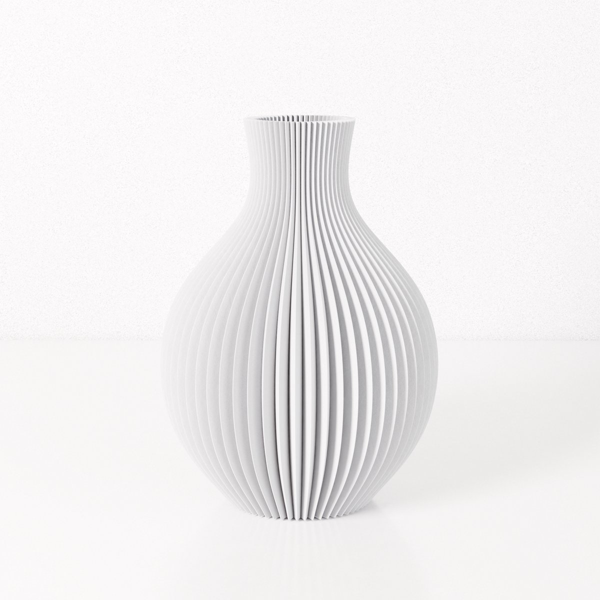 Fleuriek vaas ISABELLA - Wit H36 cm - Elegante bolvaas met geribbeld design - Luxe siervaas voor tafel, kast of dressoir