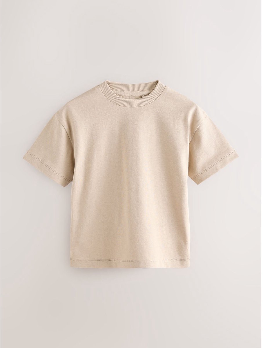 Next - Jongens - Effen T-shirt met korte mouwen - Naturel