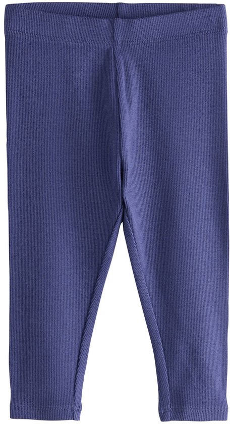 Effen marineblauwe, geribbelde legging.