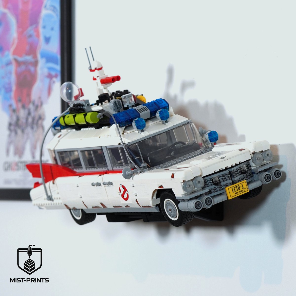 Mist-Prints - Wandbeugel geschikt voor Lego bouwset 10274 - Muurhouder voor voertuigmodel - Zwart - 3D-geprint