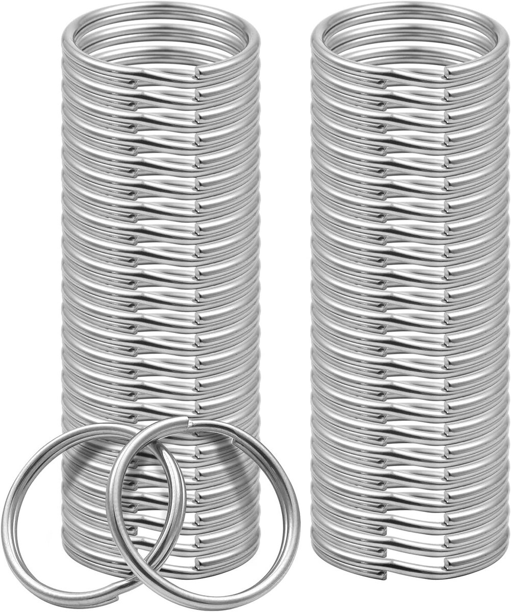 30 Stuks Sleutelhangers Ringen Dubbele Loop Sleutelhangers van RVS 20mm Rond voor Sleutels en Creatieve Projecten