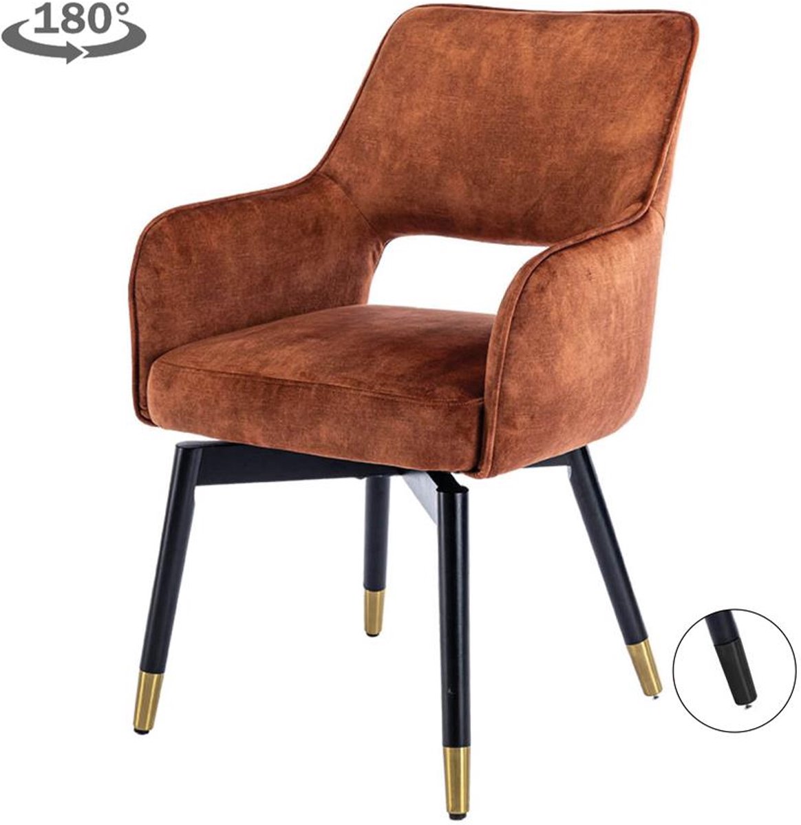 Tower Living Eetkamerstoel Lenno - Bruin/Koper Stof - 61x61x86cm