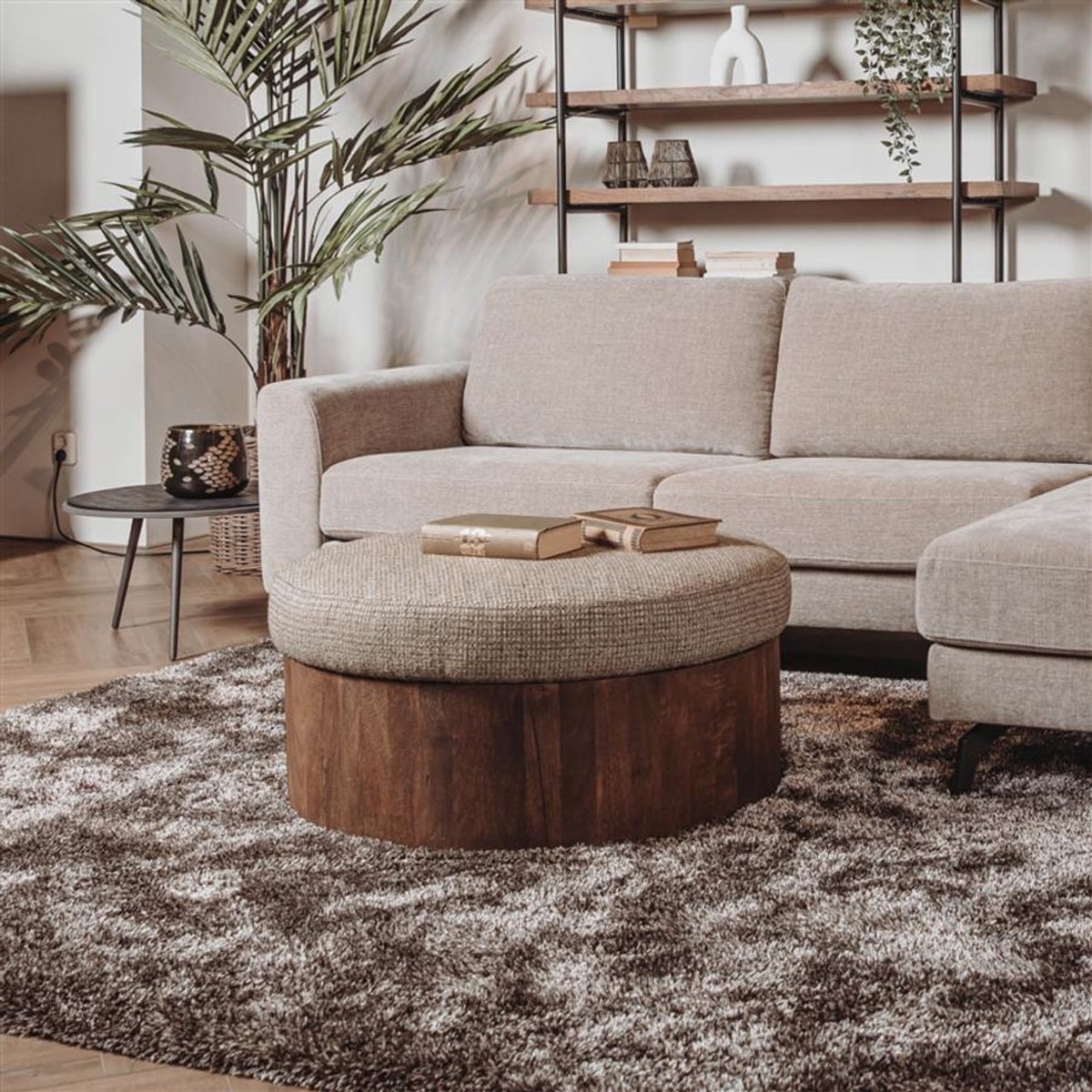 Tower Living Salontafel Ossana - Rond Bruin Hout - Ø80x40cm