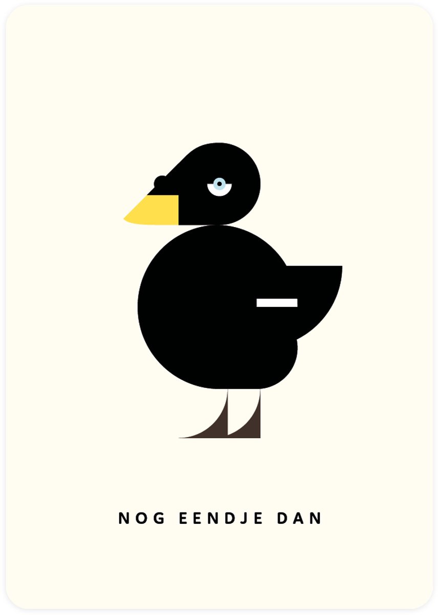 Nog eendje dan - 4x leuke verjaardagskaarten om te versturen - kaartenset - kaart met Grote Zee-eend - vier kaarten met vogels