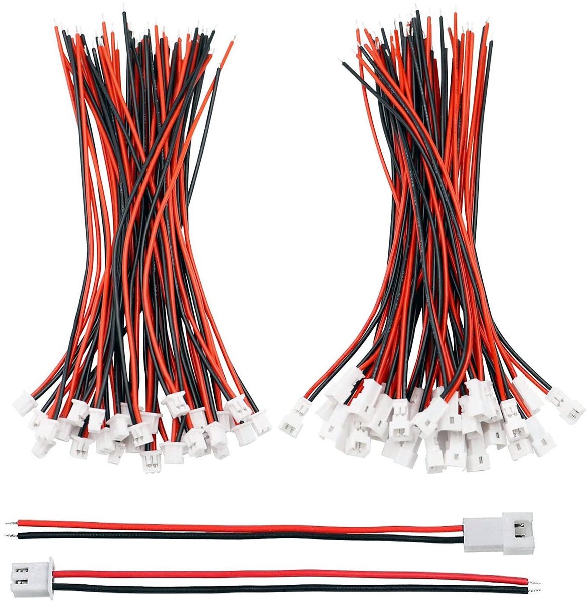 30 Paar 2-Pin Micro JST 1.25mm SM Connectors met 80mm Kabel voor Micro-elektronica, Male en Female Verbindingen