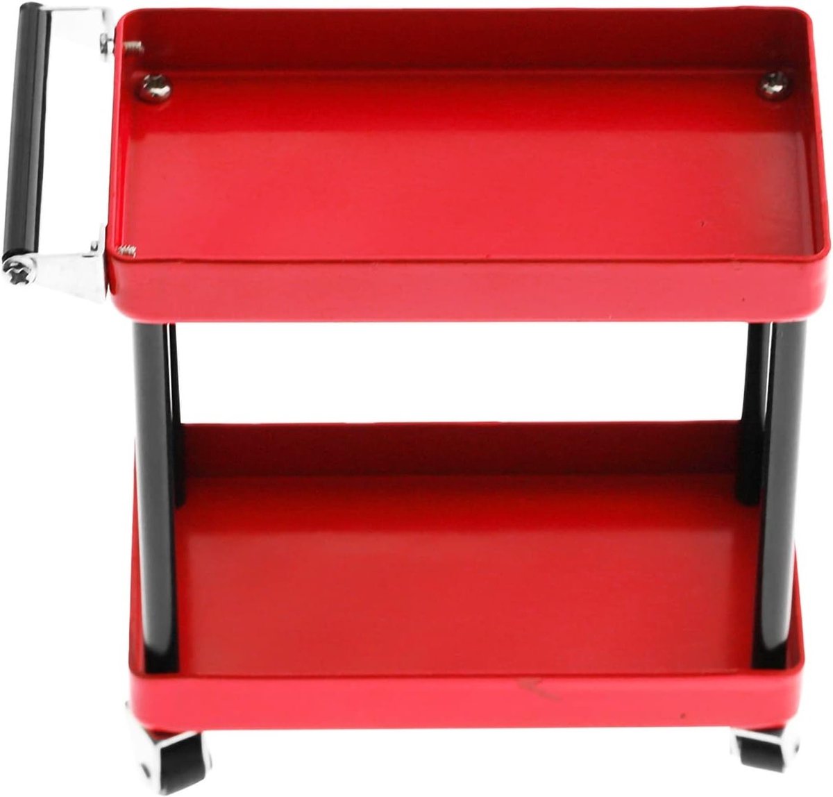 2-laags gereedschapswagen met opbergruimte voor garage, modelbouw en reparaties, rood, geschikt voor 1/8, 1/10, 1/12 en 1/16 schaalmodellen