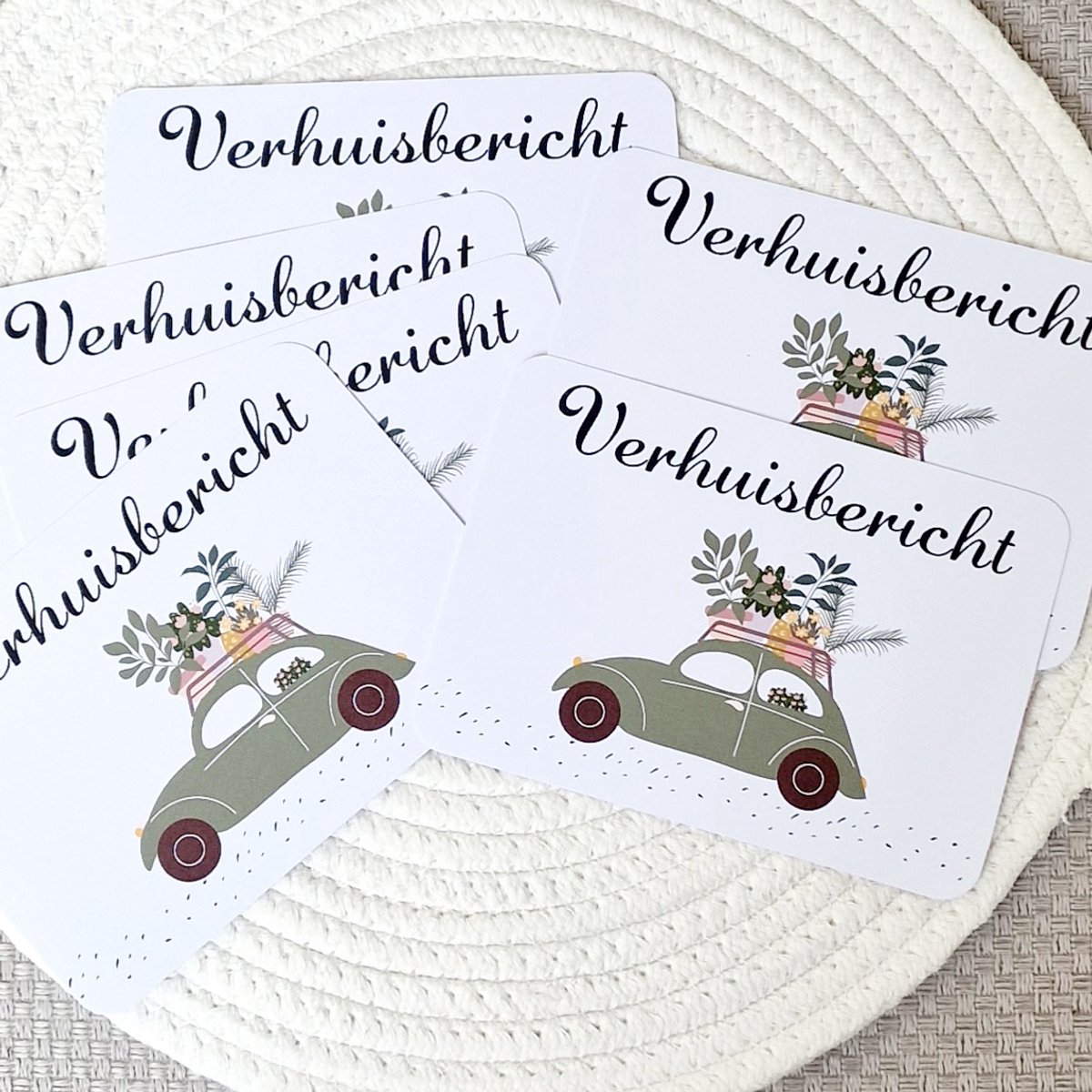 Verhuiskaarten 20 stuks - GROENE KEVER auto - Volkswagen - A6 - adreswijziging - Studio Juulz