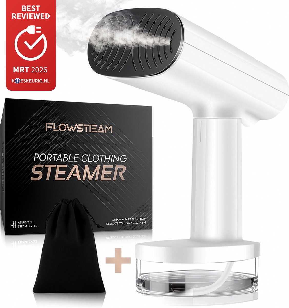 FLOWSTEAM® Luxe Kledingstomer - Handstomer - Stoomreiniger - Stoomapparaat Kleding - Snow White Edition - Inclusief Opbergzakje