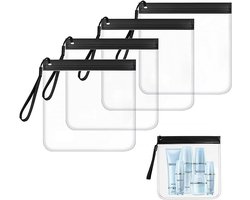 Pack of 4 - Toiletry Bag - Transparent 1 Litre - Travel Accessories - Leak-Proof - Approved Zip Bag - Aircraft Liquid Bag - Clear 20 x 20 cm - Free