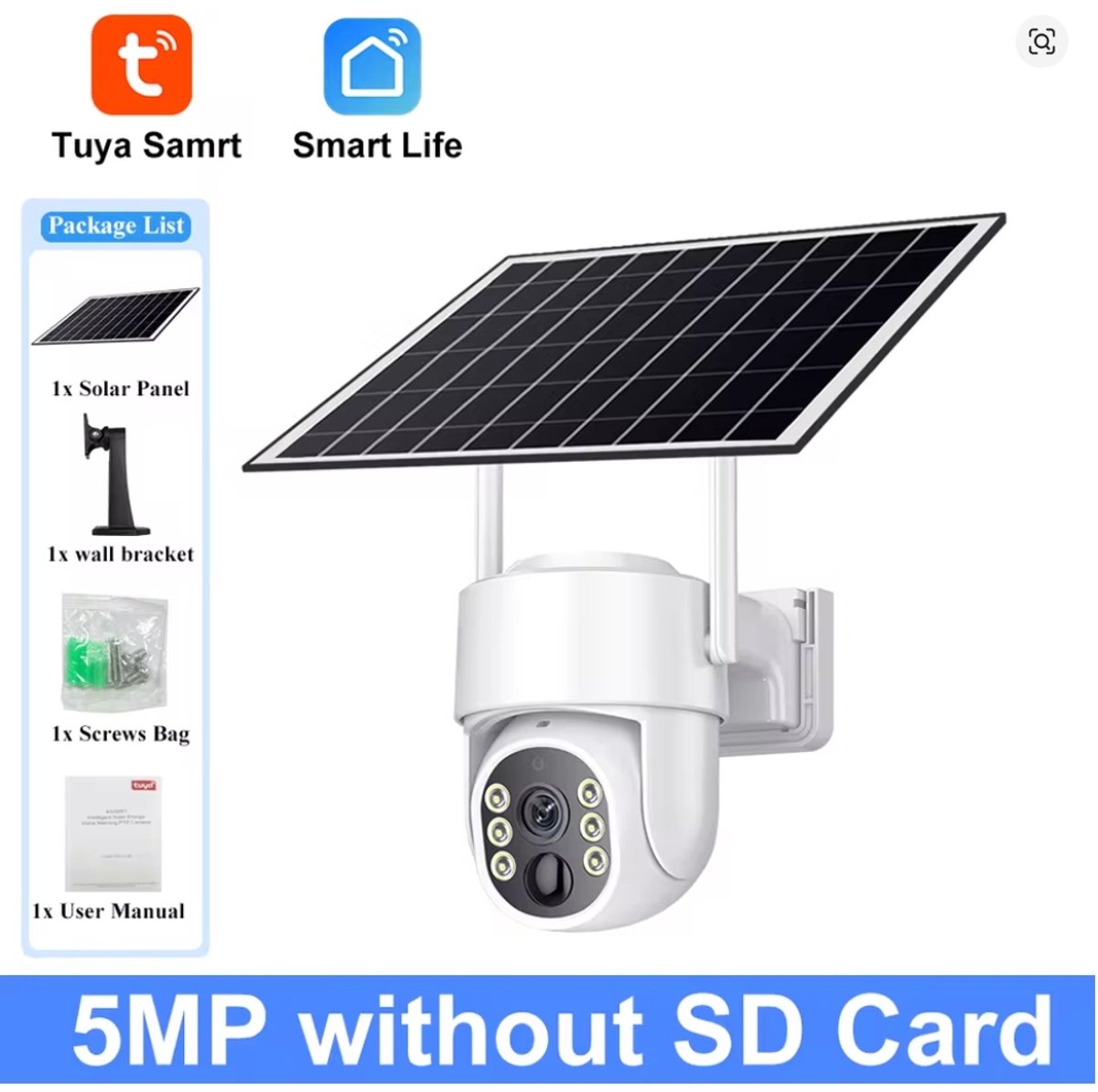 5MP Wifi Solar Beveiligingscamera Buiten – Draadloos met Zonnepaneel – 360° PTZ – Kleur Nachtzicht – Bewegingsdetectie – IP65 Waterdicht – Tuya Smart – Batterij Camera Outdoor – foto 2