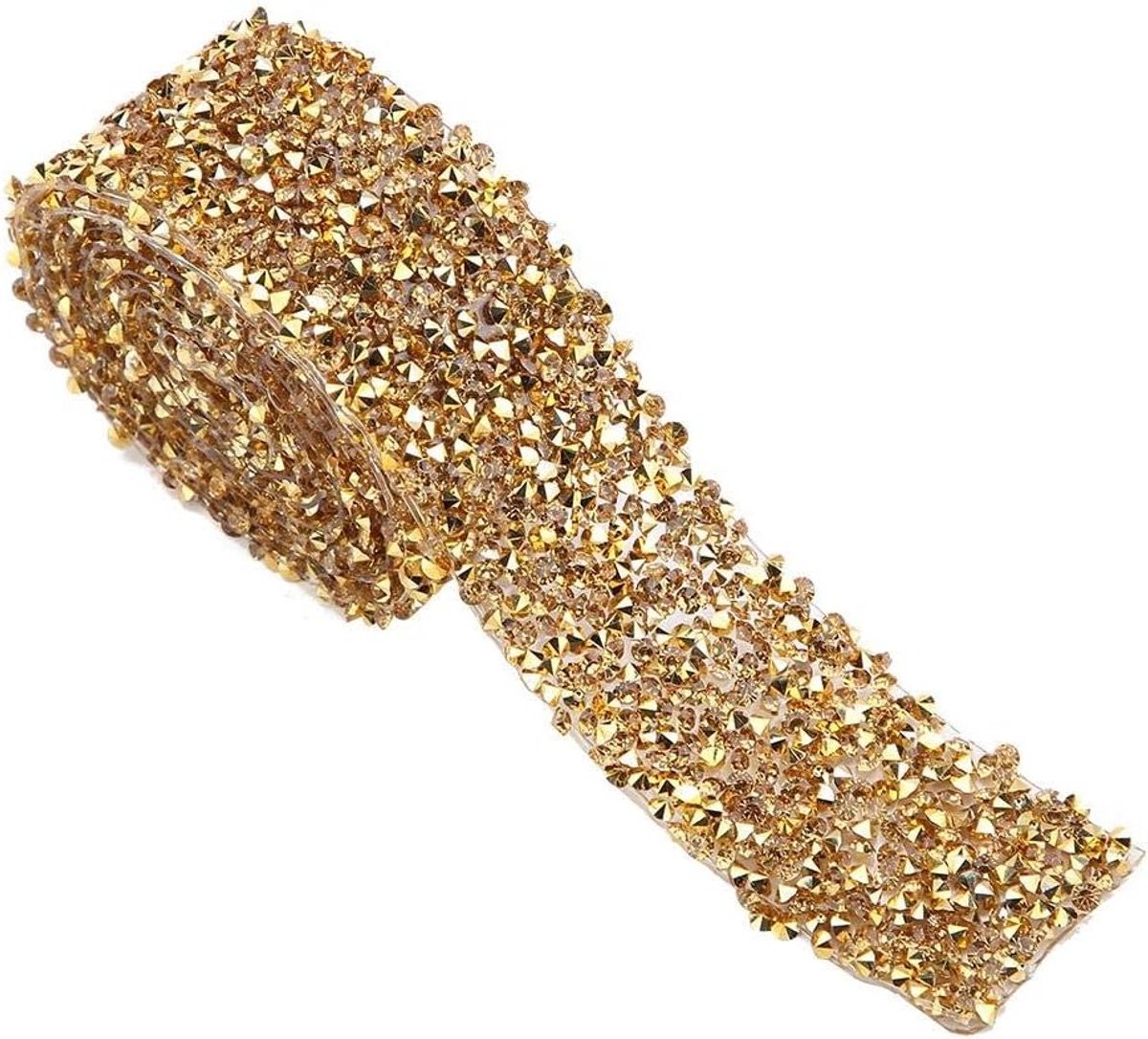 Gouden Crystal Diamond Mesh Wrap Rol van 1 Meter x 3cm voor Bruidsjurken, Haaraccessoires en Feestdecoratie