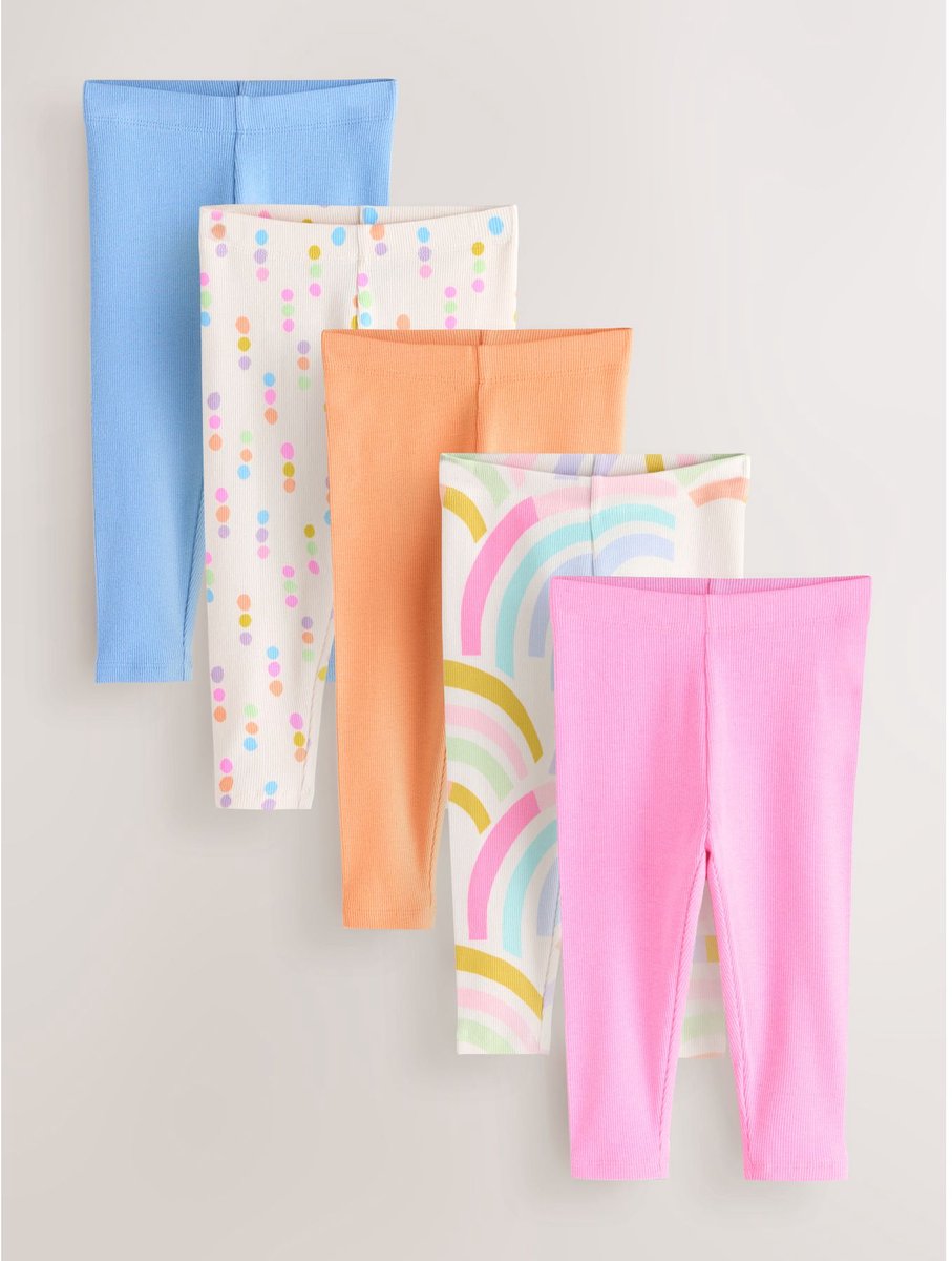 Next - Meisjes - Set van 5 geribbelde leggings - Roze