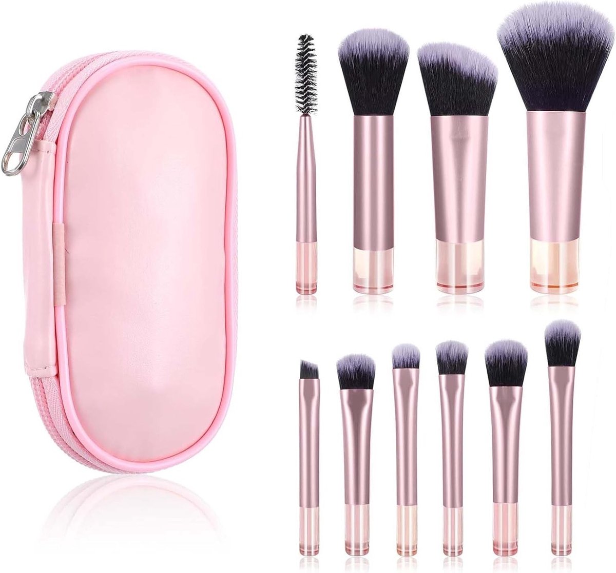 Set van 10 Professionele Make-up Penselen met Make-up Tas - Perfect voor Concealer, Foundation en Oogschaduw
