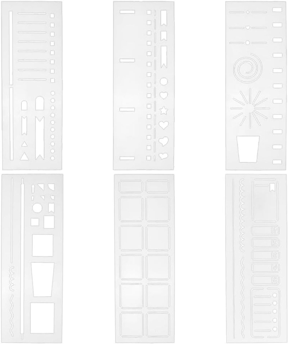 Planner Stencil Sjablonen Set van 6 Stijlen, Herbruikbare 22x8cm Templates voor Journal, Scrapbook en Wanddecoratie