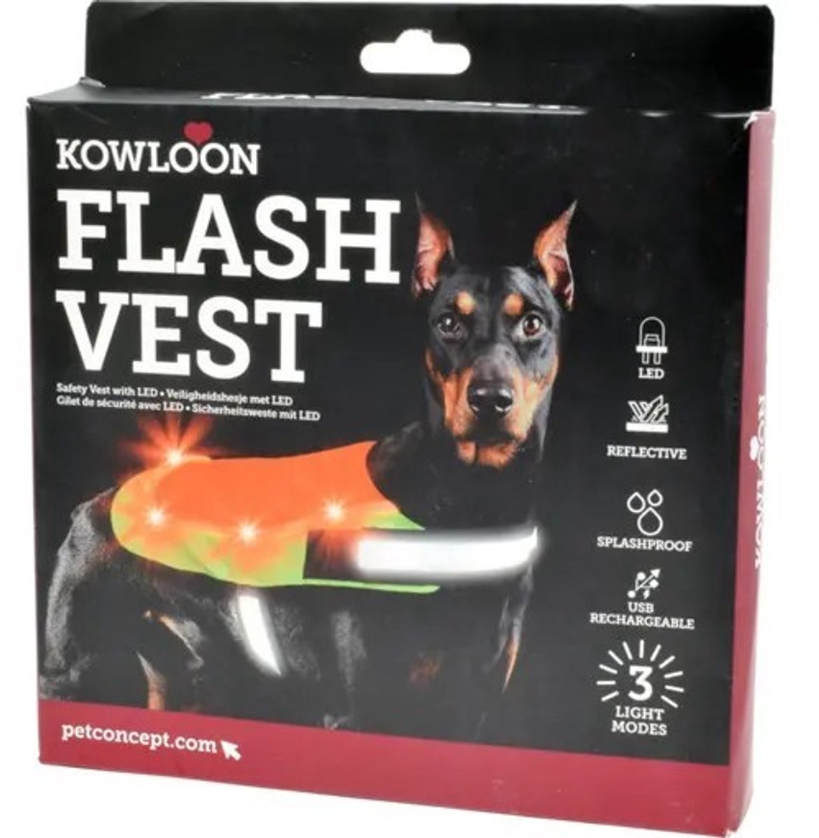 Flash vest voor huisdieren - veiligheidshesje met LED - maat M - ø 55 - 70 cm