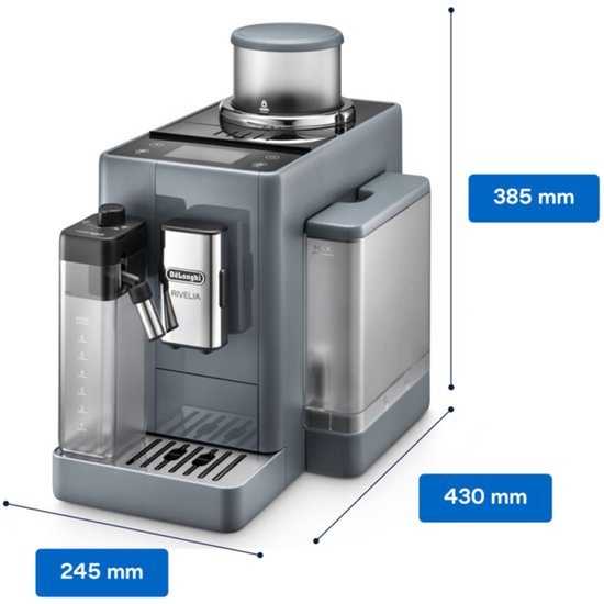 De'Longhi Rivelia - volautomatische espressomachine met LatteCrema Hot melkopschuimer en Bean Switch System - Pebble Grey - EXAM440.55.G