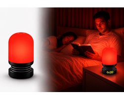 Ortho® - Rood licht nachtlampje - Druklampje - USB-C oplaadbare lamp - 9cm Hoog - Nachtlampje volwassenen - Kinder nachtlampje - Sfeerlamp - Dimbaar - Zwart