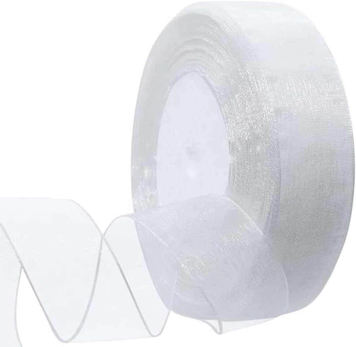 Witte organza lint van 2 cm x 45,7 m voor cadeauverpakking, handgemaakt, decoratie en feestelijke versiering