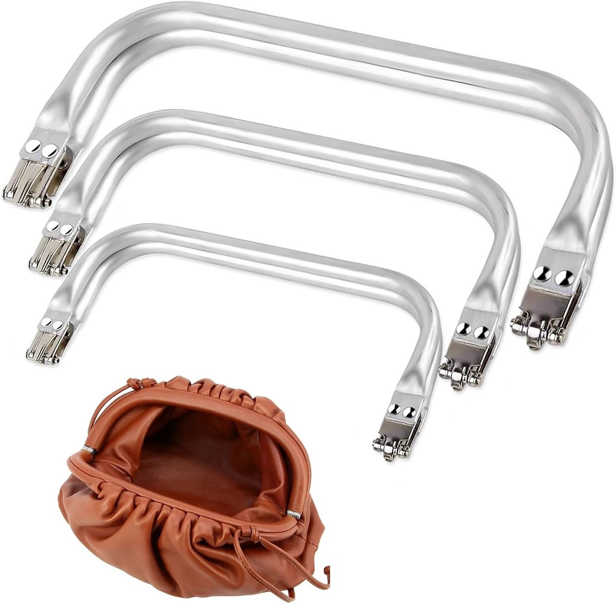 Set van 3 Aluminium Handtas Frames met Handgrepen - Pocket Frame Sluitingen en Metaal Handtas Frame (18cm, 20cm, 25cm) voor Creatieve DIY Projecten